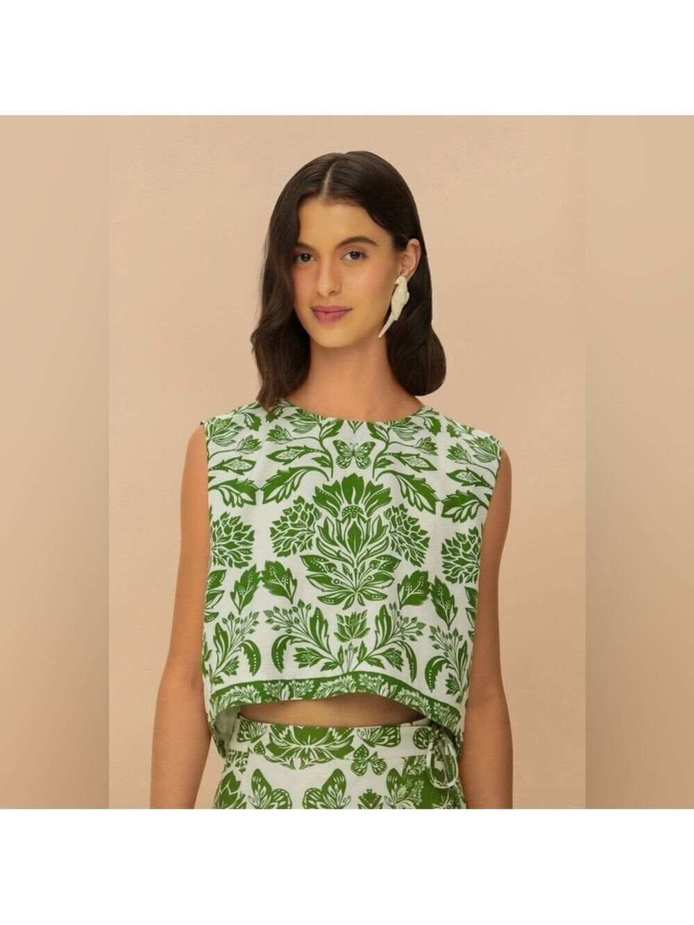 Farm Rio Green Delicate Tapestry Blouse